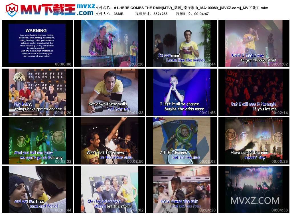 A1-HERE COMES THE RAIN(MTV)_英语_流行歌曲_MA100089